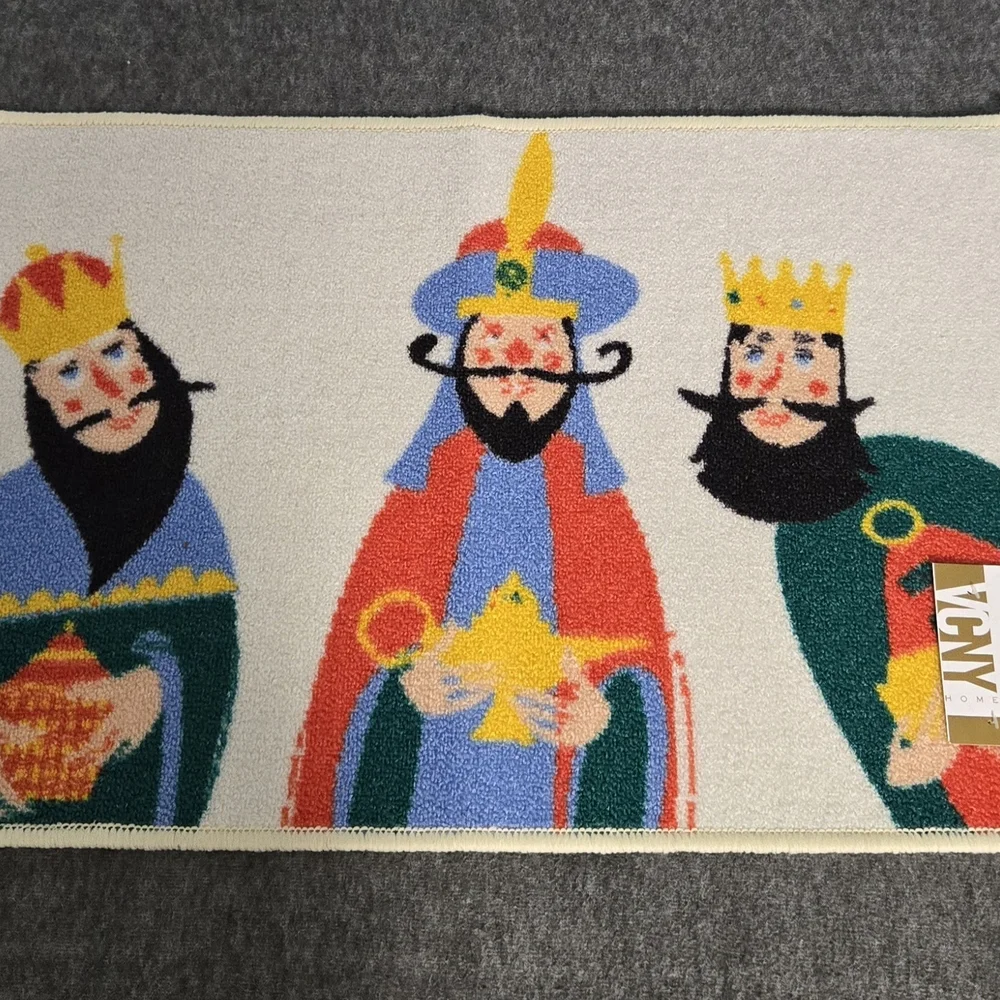 Colorful Three Kings Bath Mat And Fabric Shower Curtain